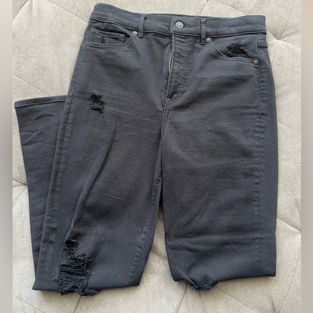 Express Slim Super High Rise Distressed Jeans